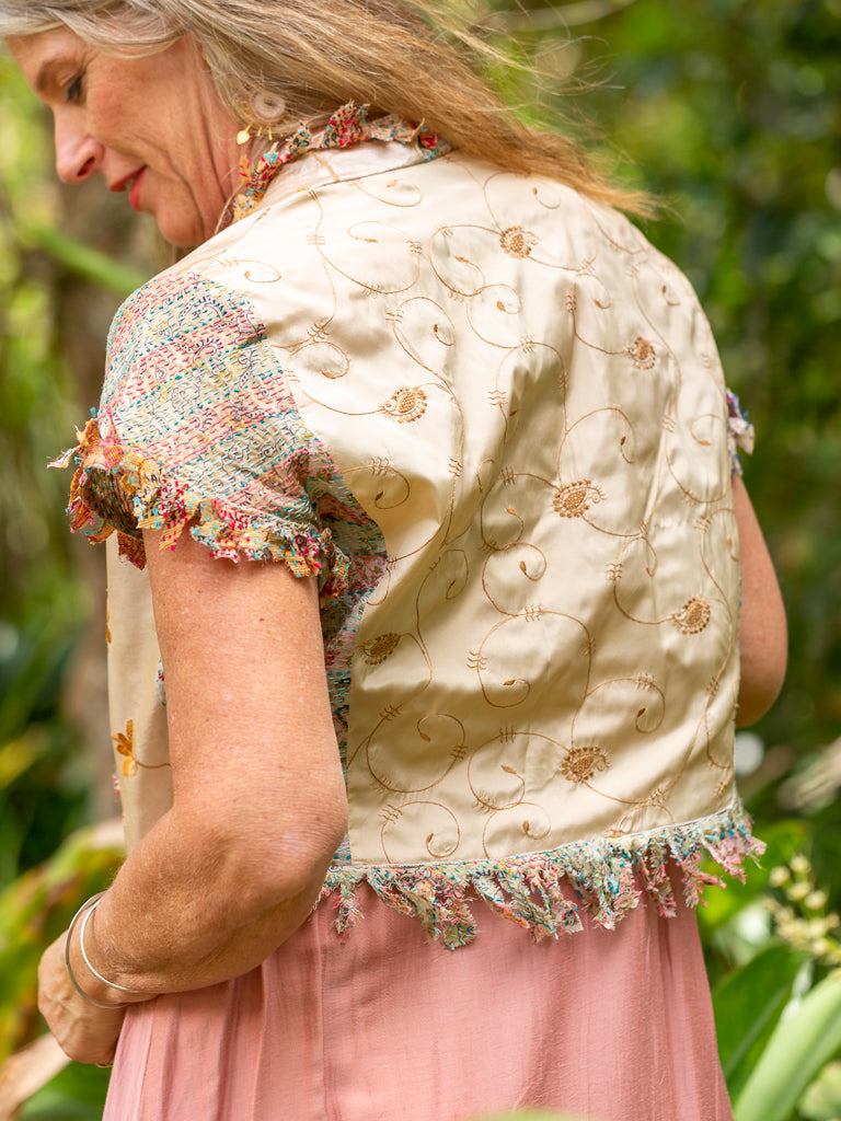 Cream floral outlet jacket