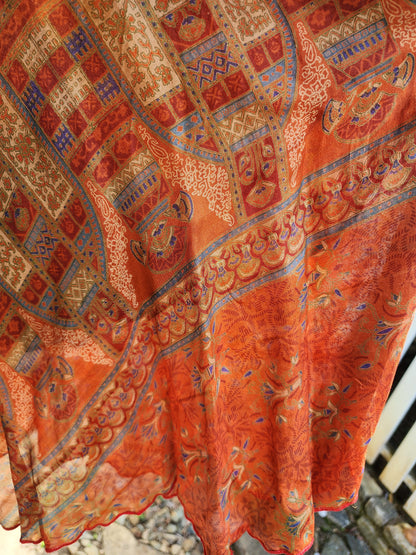 Silk Sari Skirt Burnt Ember