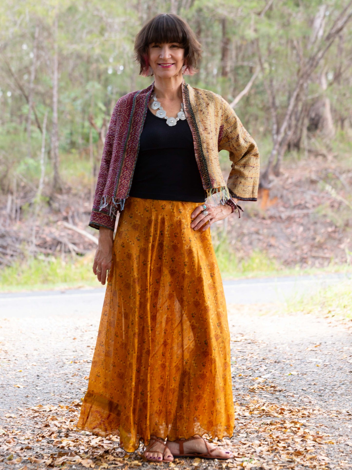 Silk Circle Skirt 'Aztec Gold"