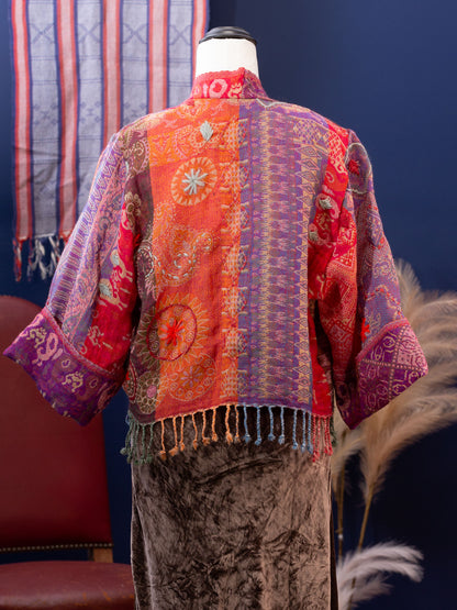 Kashmiri soft fringed wool jacket. Festive Spirit Size 12