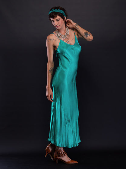 Marilyn Silk Satin Slip LongTeal