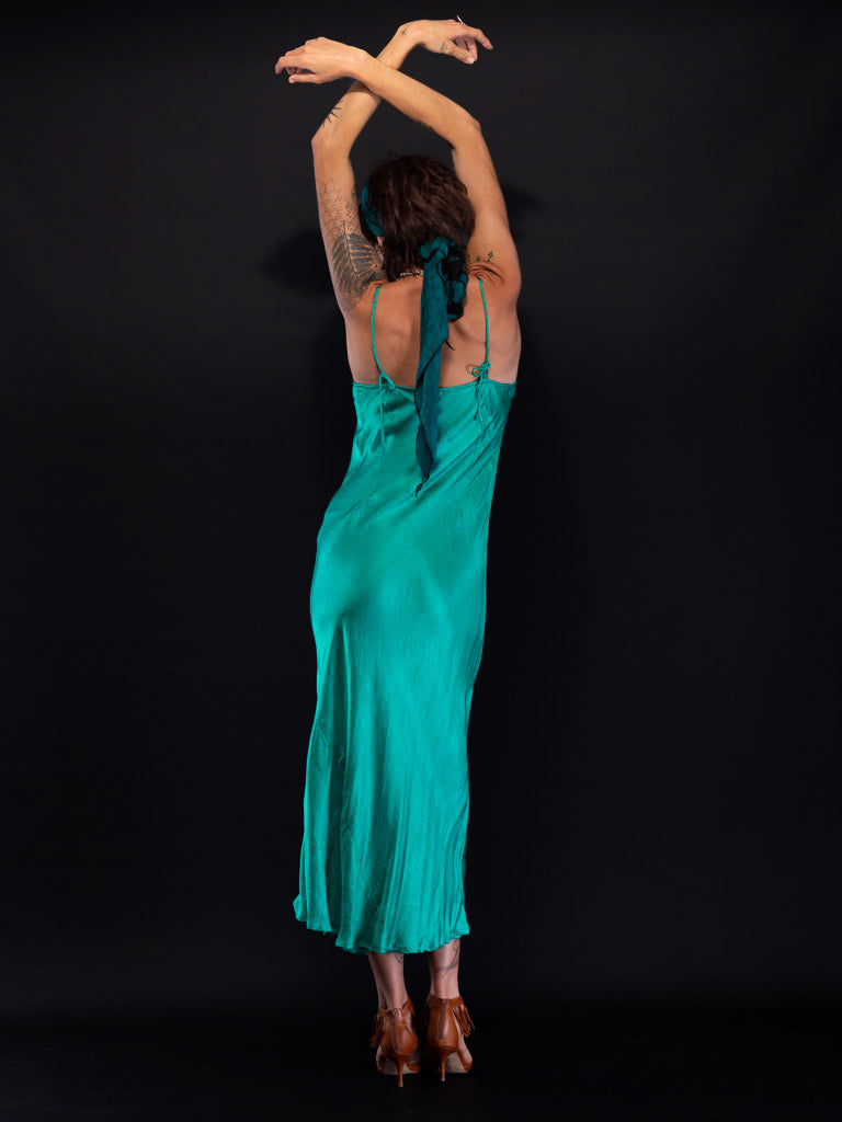 Marilyn Silk Satin Slip LongTeal