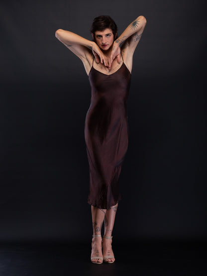 Marilyn Silk Satin Slip Long Copper