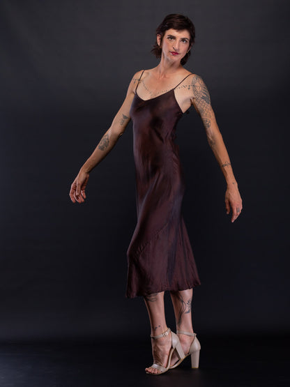 Marilyn Silk Satin Slip Long Copper