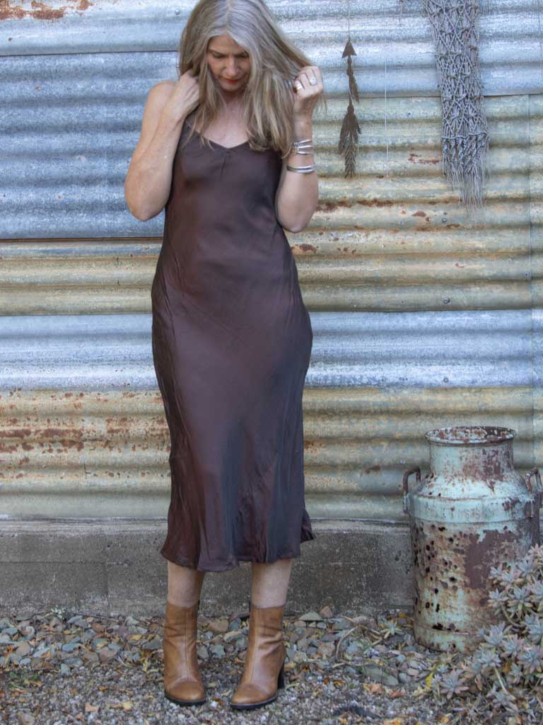 Marilyn Silk Satin Slip Long Copper