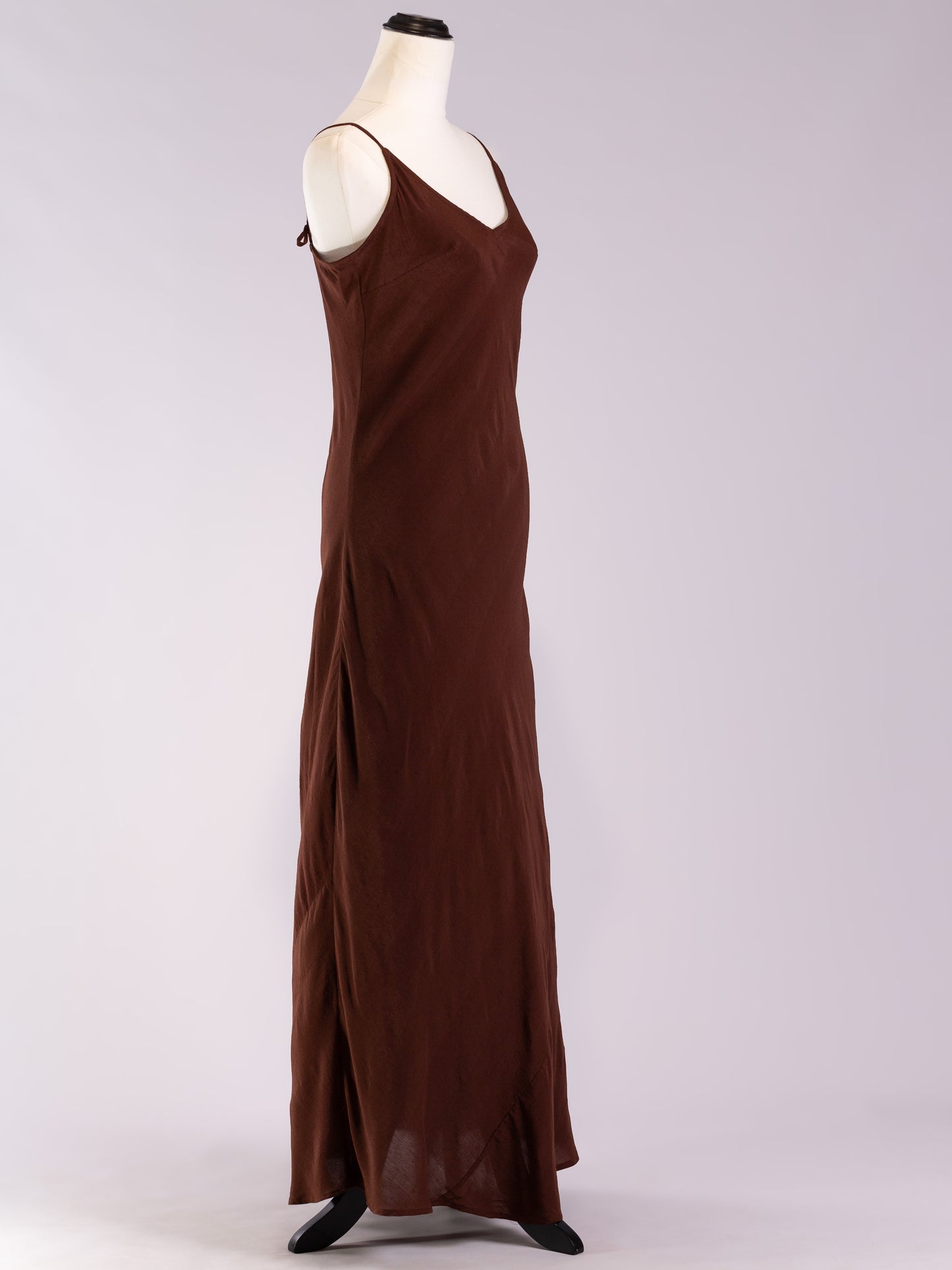 Marilyn Silk Linen Slip Maxi Chocolate