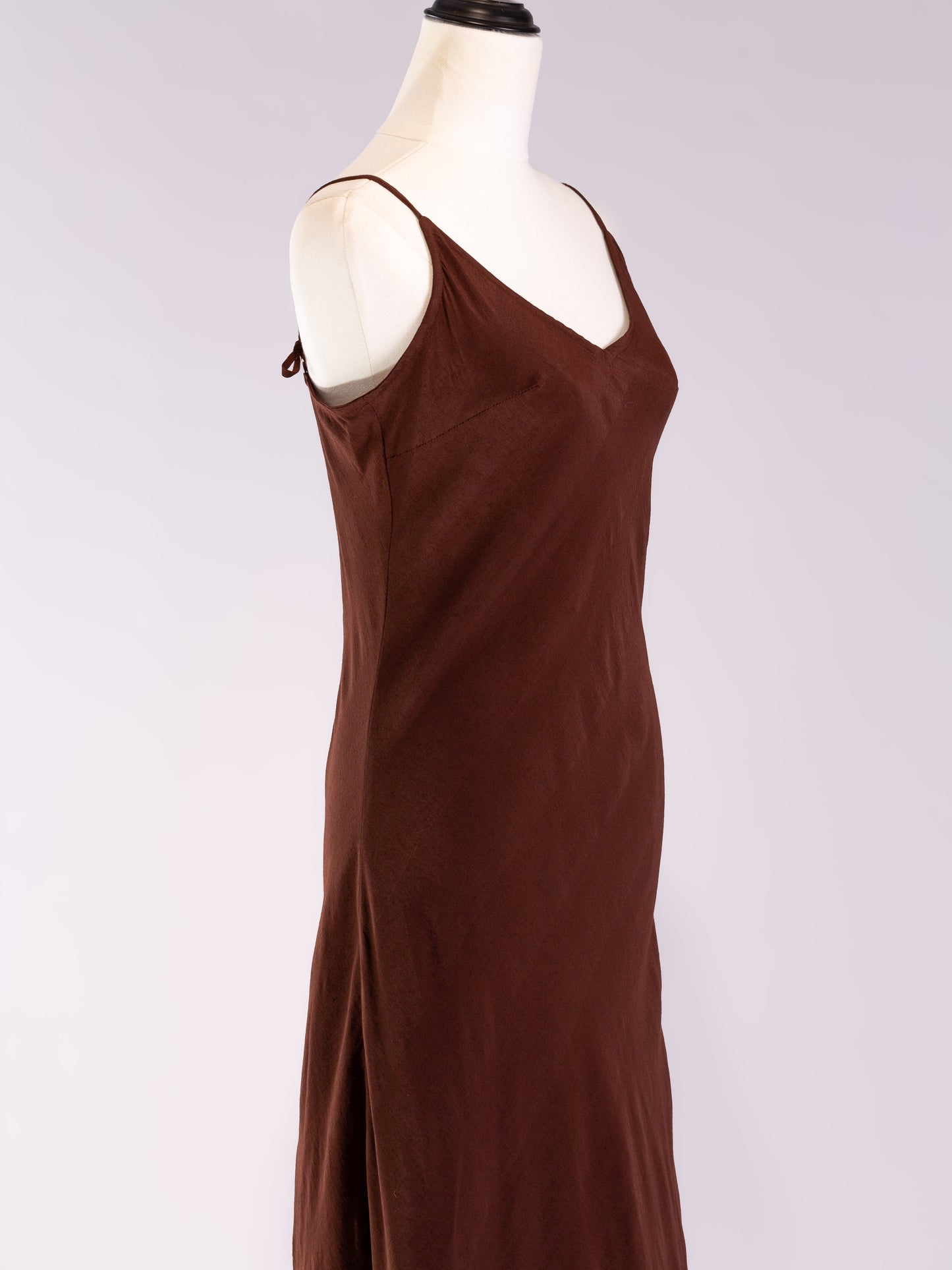 Marilyn Silk Linen Slip Maxi Chocolate