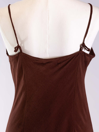 Marilyn Silk Linen Slip Maxi Chocolate