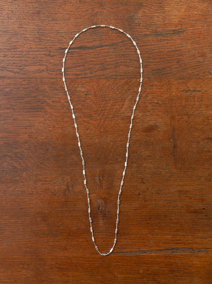 rectangular silver beads threaded necklace