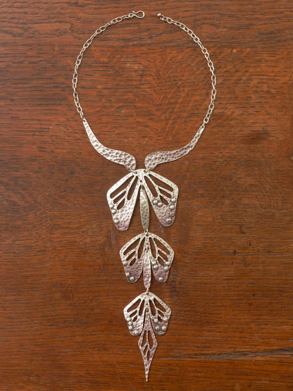 butterfly shaped silver plate necklace