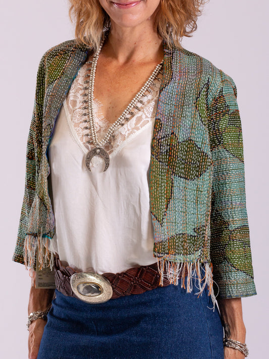 Boho Silk Chic Jacket. Tropic Jungle  Size 10