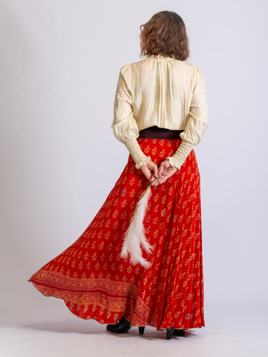 Burnt orange Sacred Stitch Silk Skirt - made from vintage silk sari's.