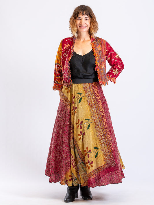 Vintners Bloom Sacred Stitch Silk Skirt