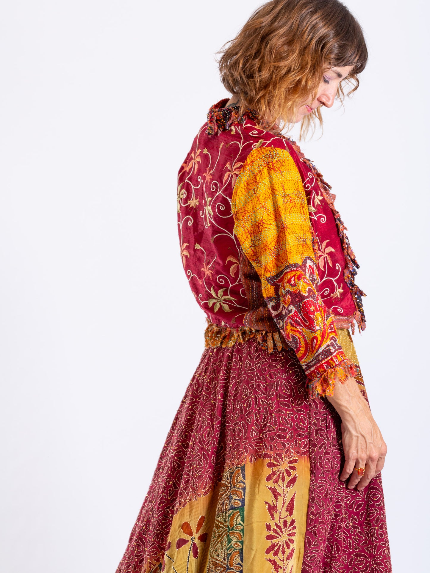 Vintners Bloom Sacred Stitch Silk Skirt