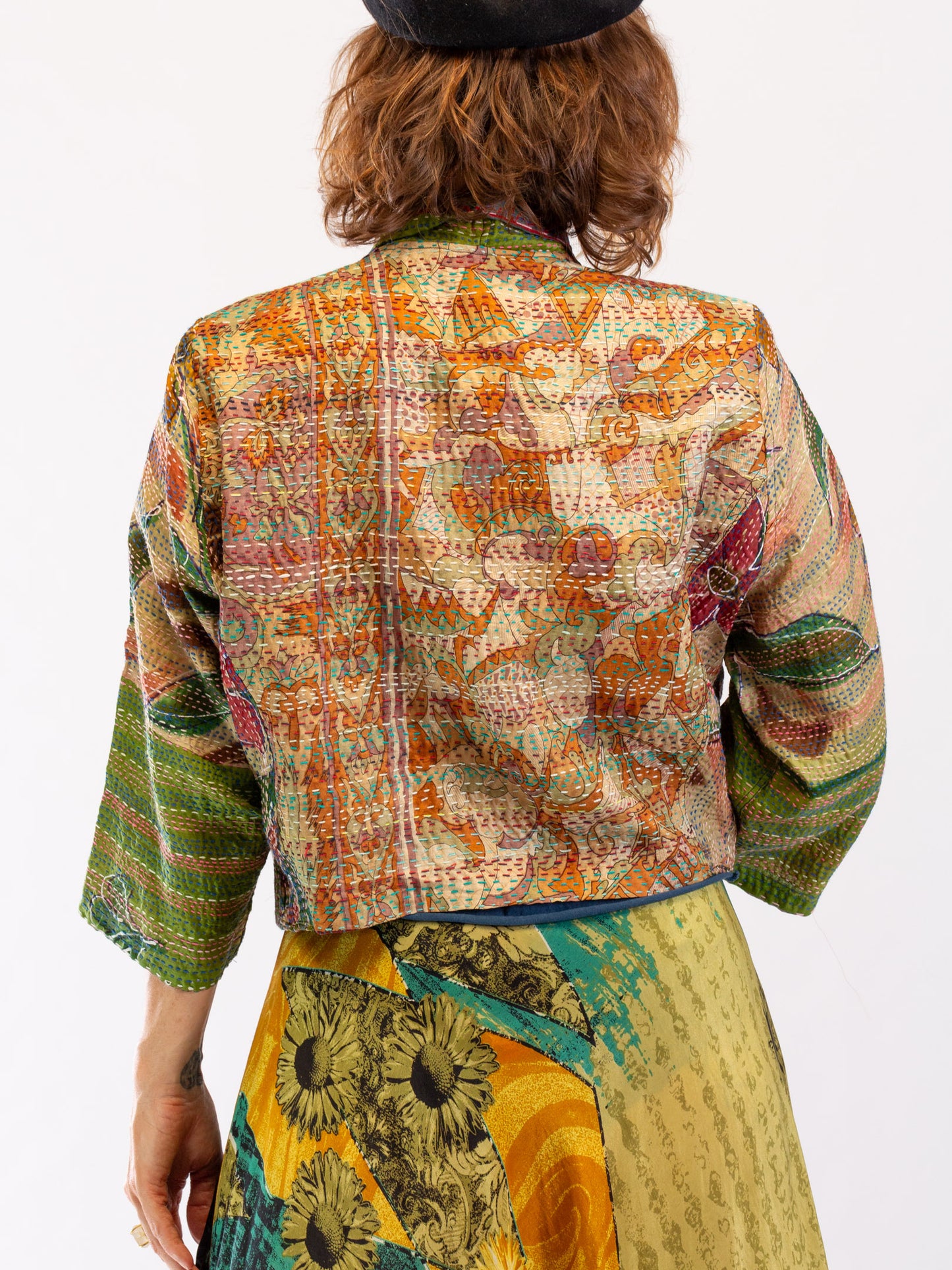 Boho Silk Chic Jacket. Autumn Tones Size 14