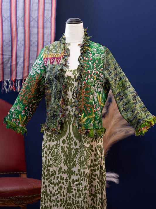 Posh & Patch Silk Collage Jacket Oriental Emerald. Size 12