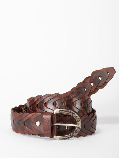 Cobra Chain Leather Belt/Horseshoe