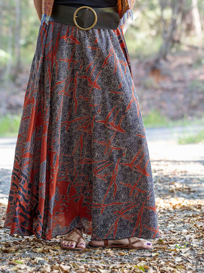 Silk Circle Skirt "Desert Fyre"