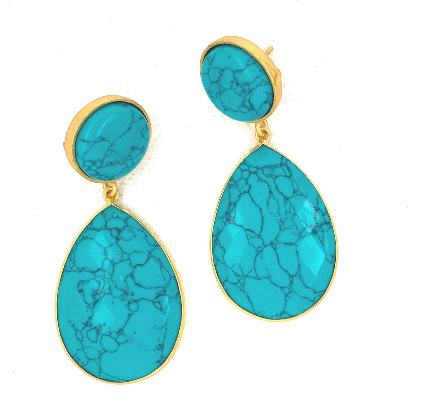 Gold luxe statement earrings turquoise drops