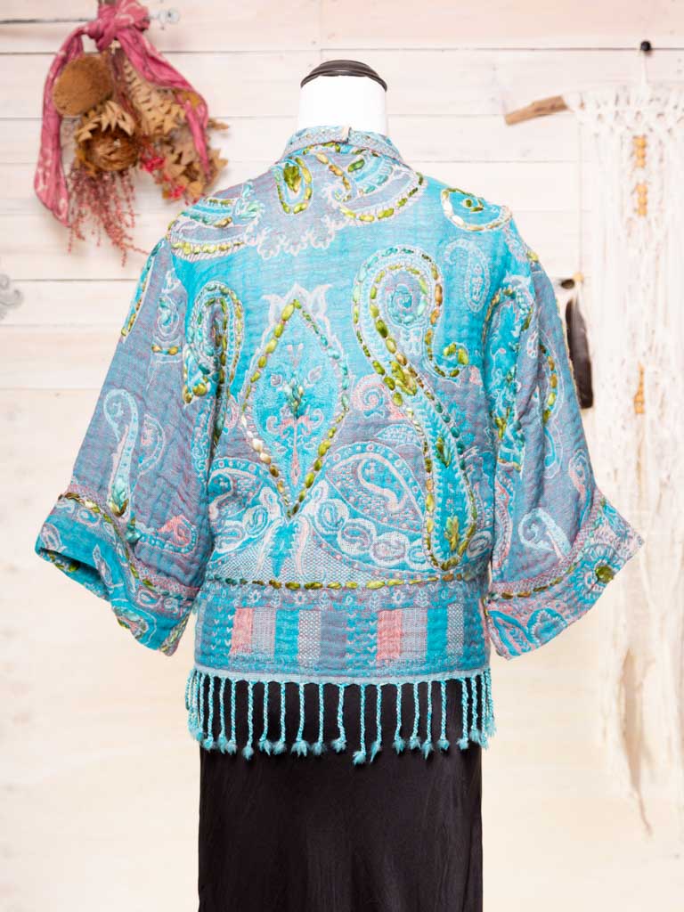 Kashmiri soft fringed wool jacket