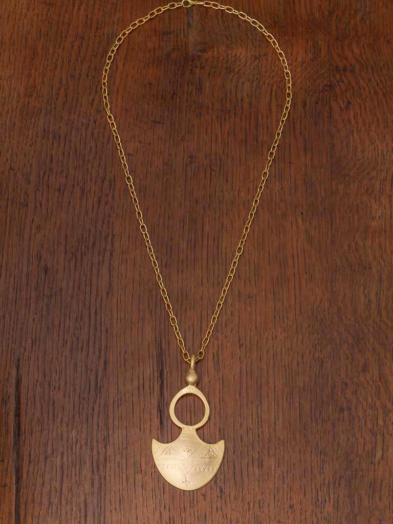 Gold Ankh Medallion  Necklace - a tribal symbol on a long chain