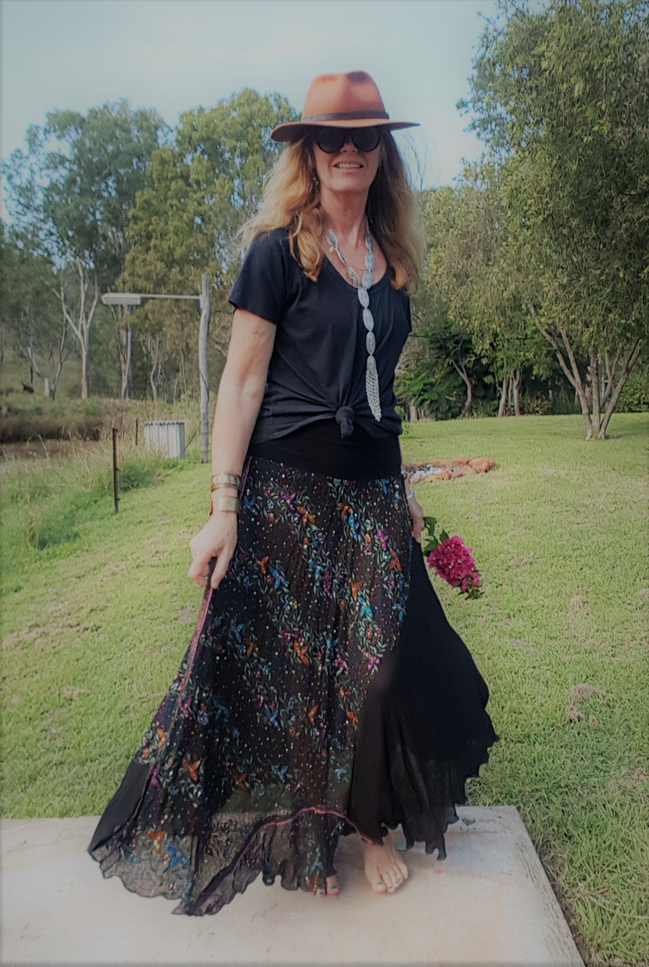 Boho maxi outlet skirt silk